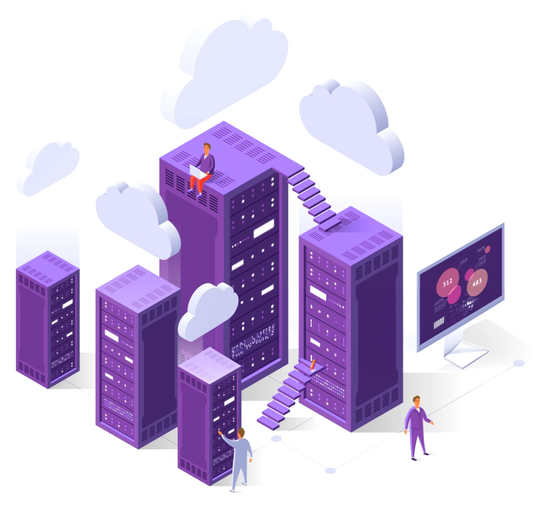 Isometric tech server illustration